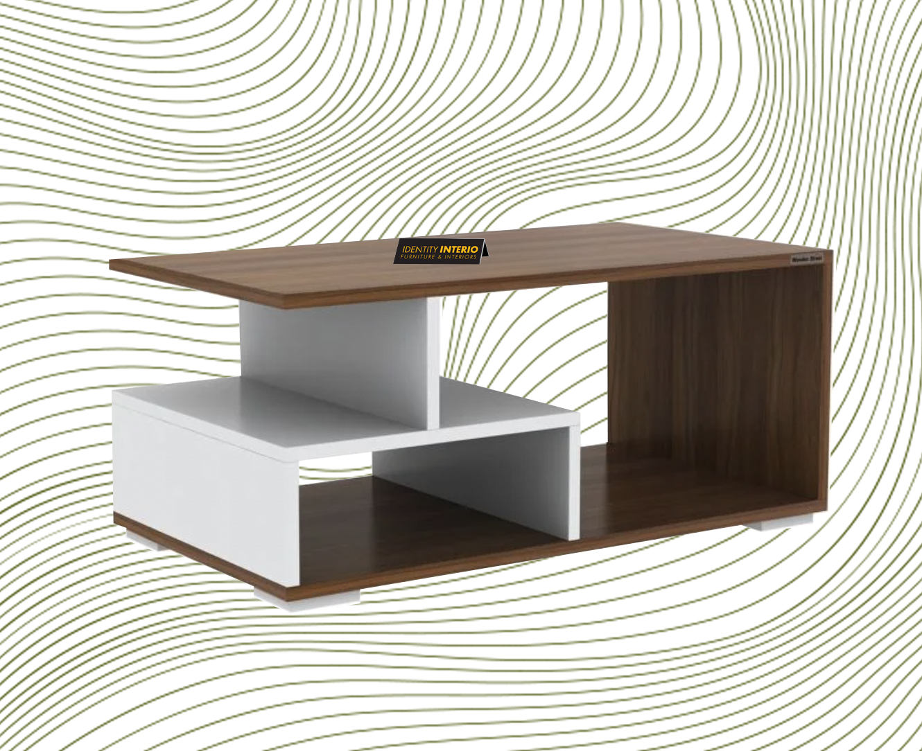 White and brown coffee table