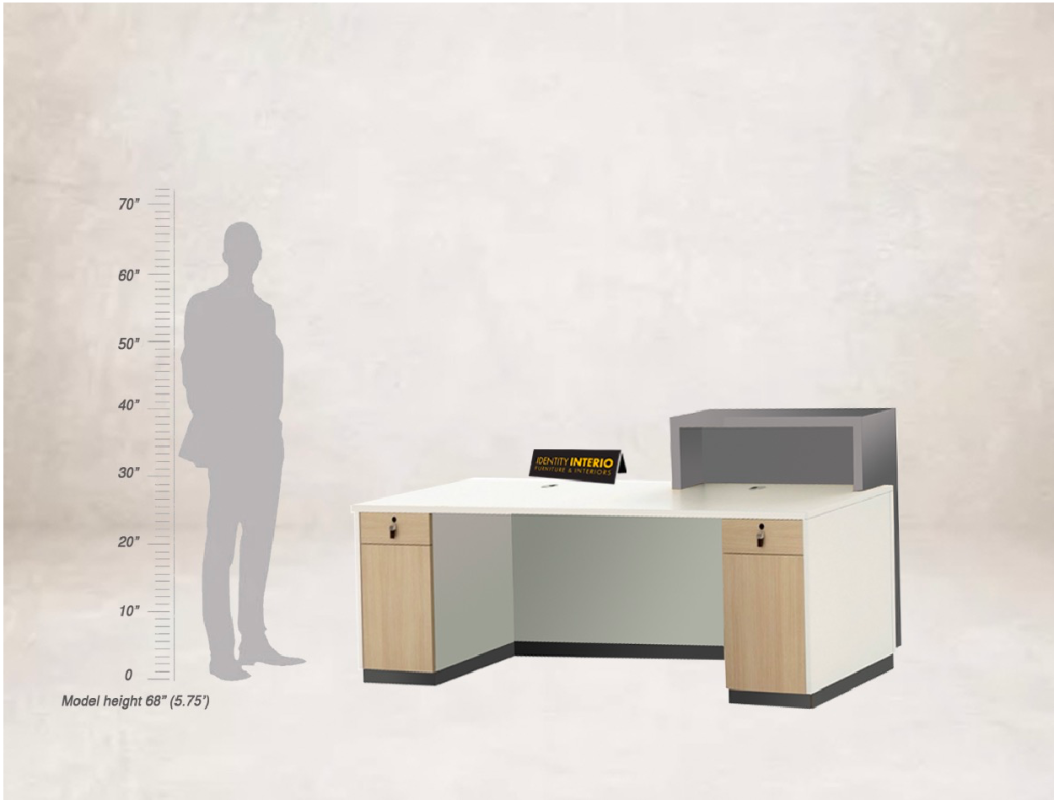 showing measurements of reception desk