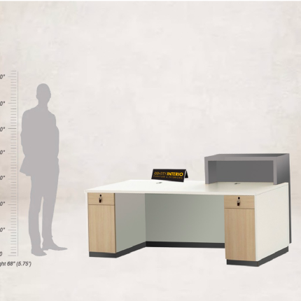 showing measurements of reception desk